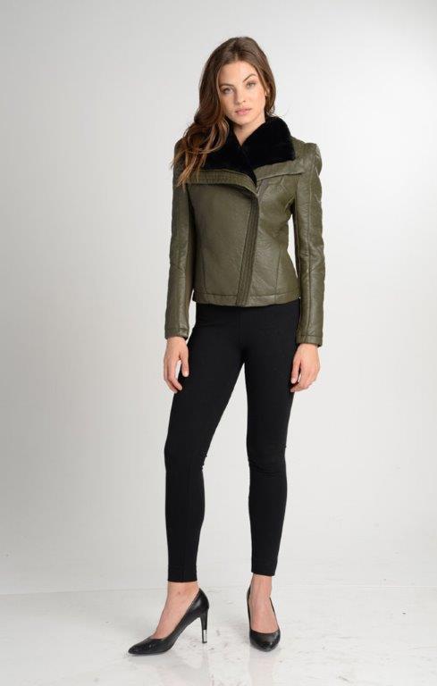Love Token Jada Faux Fur Lined Moto Biker Jacket Coat