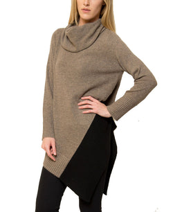 Cowl neck asymmetrical sweater sale