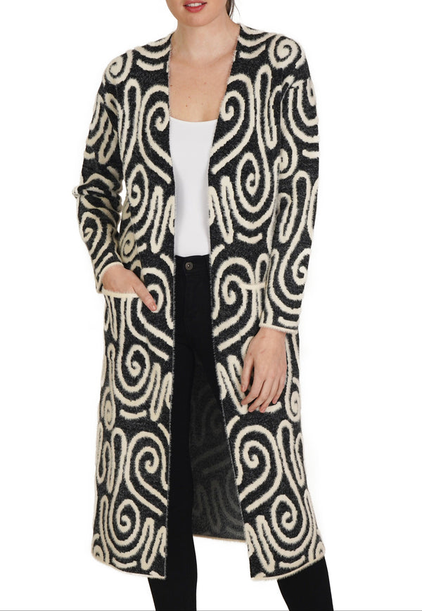 Love Token Swirl Long Cardigan