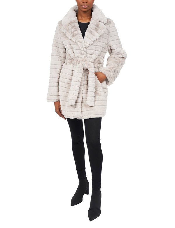 Mike Faux Fur Plush Panel Coat