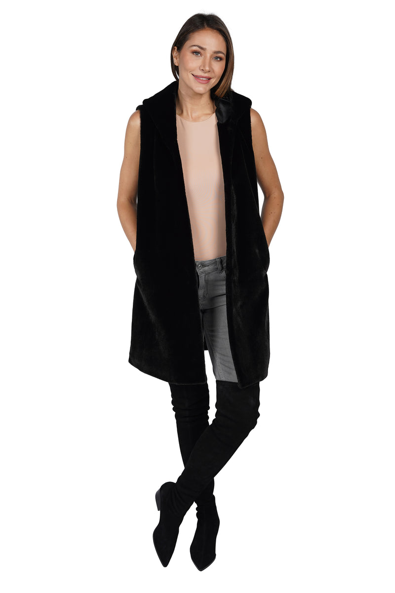 Luciano Faux Fur Hooded Vest