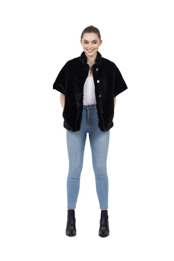 Arcadia Faux Fur Short Sleeve Jacket Coat
