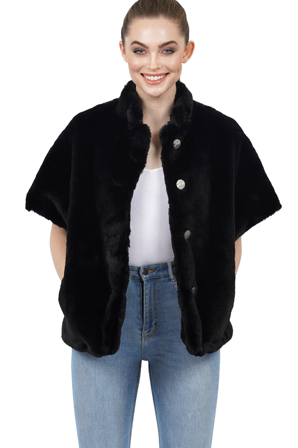 Love Token Arcadia Faux Fur Short Sleeve Jacket Coat